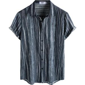 image:imageVATPAVE Mens Casual Short Sleeve Button Down Shirts Regular Fit Hawaiian Summer ShirtDark Grey