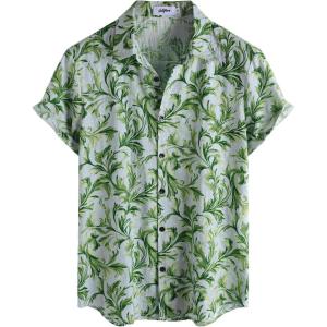image:imageVATPAVE Mens Casual Short Sleeve Button Down Shirts Regular Fit Hawaiian Summer ShirtGreen Gray