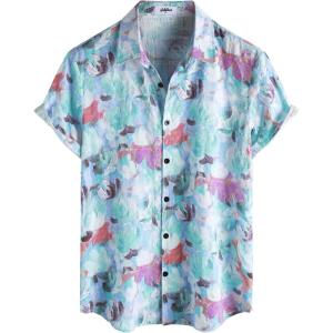 image:imageVATPAVE Mens Casual Short Sleeve Button Down Shirts Regular Fit Hawaiian Summer ShirtLight Blue