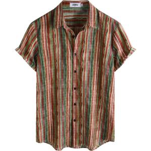 image:imageVATPAVE Mens Casual Short Sleeve Button Down Shirts Regular Fit Hawaiian Summer ShirtOrange Red