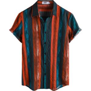 image:imageVATPAVE Mens Casual Short Sleeve Button Down Shirts Regular Fit Hawaiian Summer ShirtRedblue Navy