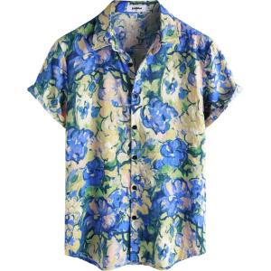 image:imageVATPAVE Mens Casual Short Sleeve Button Down Shirts Regular Fit Hawaiian Summer ShirtRoyalblue Yellow