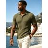 image:imageUOUA Mens Polo Shirt Texture Knitted Button TShirt Casual Short Sleeve Summer Vacation Golf ShirtsArmy Green