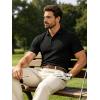 image:imageUOUA Mens Polo Shirt Texture Knitted Button TShirt Casual Short Sleeve Summer Vacation Golf ShirtsBlack