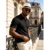 image:imageUOUA Mens Polo Shirt Texture Knitted Button TShirt Casual Short Sleeve Summer Vacation Golf ShirtsBlack