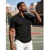 image:imageUOUA Mens Polo Shirt Texture Knitted Button TShirt Casual Short Sleeve Summer Vacation Golf ShirtsBlack