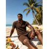 image:imageUOUA Mens Polo Shirt Texture Knitted Button TShirt Casual Short Sleeve Summer Vacation Golf ShirtsBrown