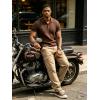 image:imageUOUA Mens Polo Shirt Texture Knitted Button TShirt Casual Short Sleeve Summer Vacation Golf ShirtsBrown