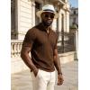 image:imageUOUA Mens Polo Shirt Texture Knitted Button TShirt Casual Short Sleeve Summer Vacation Golf ShirtsBrown