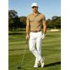 image:imageUOUA Mens Polo Shirt Texture Knitted Button TShirt Casual Short Sleeve Summer Vacation Golf ShirtsKhaki