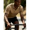 image:imageUOUA Mens Polo Shirt Texture Knitted Button TShirt Casual Short Sleeve Summer Vacation Golf ShirtsKhaki