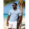 image:imageUOUA Mens Polo Shirt Texture Knitted Button TShirt Casual Short Sleeve Summer Vacation Golf ShirtsLight Blue