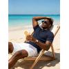 image:imageUOUA Mens Polo Shirt Texture Knitted Button TShirt Casual Short Sleeve Summer Vacation Golf ShirtsNavy Blue