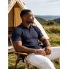 image:imageUOUA Mens Polo Shirt Texture Knitted Button TShirt Casual Short Sleeve Summer Vacation Golf ShirtsNavy Blue