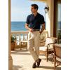 image:imageUOUA Mens Polo Shirt Texture Knitted Button TShirt Casual Short Sleeve Summer Vacation Golf ShirtsNavy Blue