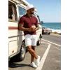 image:imageUOUA Mens Polo Shirt Texture Knitted Button TShirt Casual Short Sleeve Summer Vacation Golf ShirtsWine Red