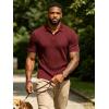 image:imageUOUA Mens Polo Shirt Texture Knitted Button TShirt Casual Short Sleeve Summer Vacation Golf ShirtsWine Red