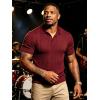 image:imageUOUA Mens Polo Shirt Texture Knitted Button TShirt Casual Short Sleeve Summer Vacation Golf ShirtsWine Red