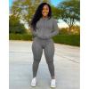 image:imageUOUA Two Piece Outfits Women Tracksuit Sets Long Sleeve Zip Up Jacket amp Leggings for Gym Workout SetGrey