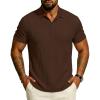 image:imageUOUA Mens Polo Shirt Texture Knitted Button TShirt Casual Short Sleeve Summer Vacation Golf ShirtsBrown