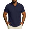 image:imageUOUA Mens Polo Shirt Texture Knitted Button TShirt Casual Short Sleeve Summer Vacation Golf ShirtsNavy Blue