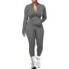 image:imageUOUA Two Piece Outfits Women Tracksuit Sets Long Sleeve Zip Up Jacket amp Leggings for Gym Workout SetGrey