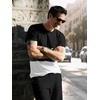 image:imageUOUA Mens 2 Piece Sweatsuits Outfits Short Sleeve Pullover Loungewear amp Joggers Sweatpants Summer Casual Track Suits SetBlackblockgrey