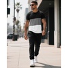 image:imageUOUA Mens 2 Piece Sweatsuits Outfits Short Sleeve Pullover Loungewear amp Joggers Sweatpants Summer Casual Track Suits SetBlackblockgrey