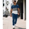 image:imageUOUA Mens 2 Piece Sweatsuits Outfits Short Sleeve Pullover Loungewear amp Joggers Sweatpants Summer Casual Track Suits SetBlueblockgrey