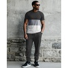 image:imageUOUA Mens 2 Piece Sweatsuits Outfits Short Sleeve Pullover Loungewear amp Joggers Sweatpants Summer Casual Track Suits SetDarkgreyblockwhite