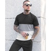 image:imageUOUA Mens 2 Piece Sweatsuits Outfits Short Sleeve Pullover Loungewear amp Joggers Sweatpants Summer Casual Track Suits SetDarkgreyblockwhite
