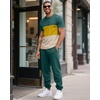 image:imageUOUA Mens 2 Piece Sweatsuits Outfits Short Sleeve Pullover Loungewear amp Joggers Sweatpants Summer Casual Track Suits SetGreenblockyellow