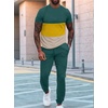 image:imageUOUA Mens 2 Piece Sweatsuits Outfits Short Sleeve Pullover Loungewear amp Joggers Sweatpants Summer Casual Track Suits SetGreenblockyellow