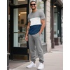 image:imageUOUA Mens 2 Piece Sweatsuits Outfits Short Sleeve Pullover Loungewear amp Joggers Sweatpants Summer Casual Track Suits SetGreyblockwhite