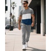 image:imageUOUA Mens 2 Piece Sweatsuits Outfits Short Sleeve Pullover Loungewear amp Joggers Sweatpants Summer Casual Track Suits SetGreyblockwhite