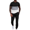 image:imageUOUA Mens 2 Piece Sweatsuits Outfits Short Sleeve Pullover Loungewear amp Joggers Sweatpants Summer Casual Track Suits SetBlackblockgrey