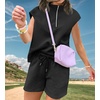 image:imageUOUA Women Two Piece Summer Outfits Casual Sleeveless Shirt amp Shorts Set Workout Sweatsuit Lounge Track SuitBlack