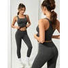 image:imageUOUA 3 Piece Workout Sets for Women High Waisted Butt Lifting Leggings Tummy Control Yoga Pants with Sports Bra Biker Shorts