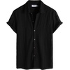 image:imageVATPAVE Mens Casual Button Down Shirt Short Sleeve Summer Shirts Fashion Textured Beach Vacation Shirts for MenBlack