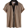 image:imageVATPAVE Mens Casual Button Down Shirt Short Sleeve Summer Shirts Fashion Textured Beach Vacation Shirts for MenTan