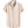 image:imageVATPAVE Mens Chambray Shirt Button Down Short Sleeve Shirt Beach Summer Casual Shirts with Two PocketsBeige