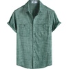image:imageVATPAVE Mens Chambray Shirt Button Down Short Sleeve Shirt Beach Summer Casual Shirts with Two PocketsDark Green