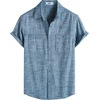 image:imageVATPAVE Mens Chambray Shirt Button Down Short Sleeve Shirt Beach Summer Casual Shirts with Two PocketsNavy
