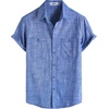 image:imageVATPAVE Mens Chambray Shirt Button Down Short Sleeve Shirt Beach Summer Casual Shirts with Two PocketsRoyal Blue