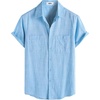 image:imageVATPAVE Mens Chambray Shirt Button Down Short Sleeve Shirt Beach Summer Casual Shirts with Two PocketsSky Blue