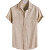 image:imageVATPAVE Mens Chambray Shirt Button Down Short Sleeve Shirt Beach Summer Casual Shirts with Two PocketsTan
