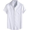 image:imageVATPAVE Mens Chambray Shirt Button Down Short Sleeve Shirt Beach Summer Casual Shirts with Two PocketsWhite
