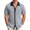 image:imageVATPAVE Mens Casual Button Down Shirt Short Sleeve Summer Shirts Fashion Textured Beach Vacation Shirts for MenLight Gray