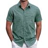 image:imageVATPAVE Mens Chambray Shirt Button Down Short Sleeve Shirt Beach Summer Casual Shirts with Two PocketsDark Green