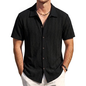 image:imageVATPAVE Mens Casual Button Down Shirt Short Sleeve Summer Shirts Fashion Textured Beach Vacation Shirts for MenBlack